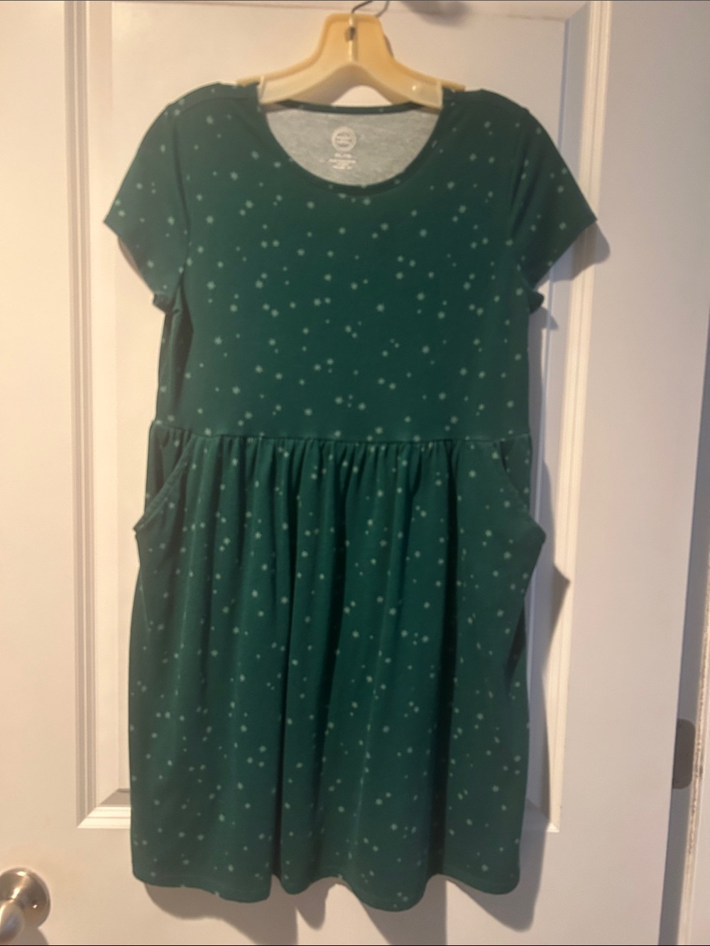 wonder nation Green Star-Print Short Sleeve Casual Dress